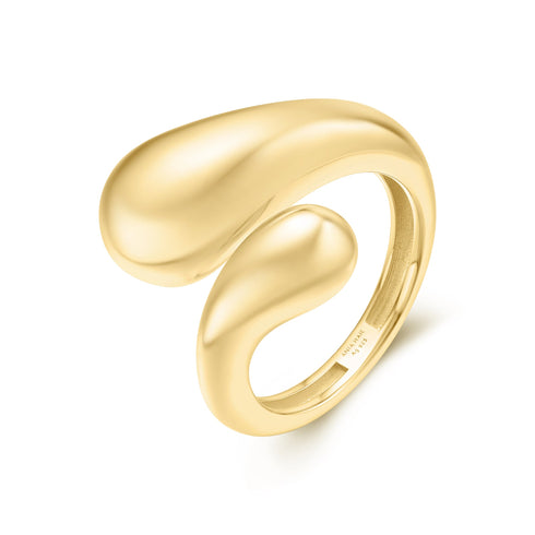 Gold Sculptural Crossover Ring