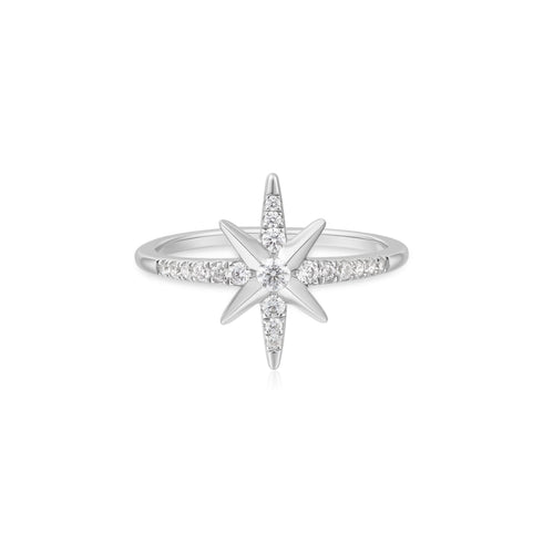Silver Eight-Pointed Star Signet Ring