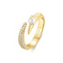 Gold Sparkle Pearl Crossover Adjustable Ring