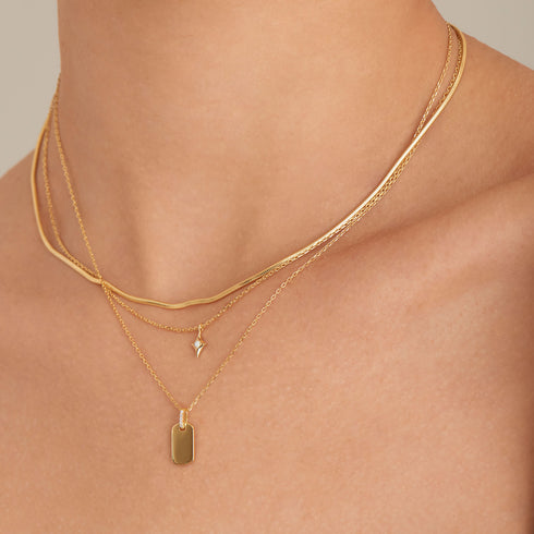 Gold Glam Tag Pendant Necklace