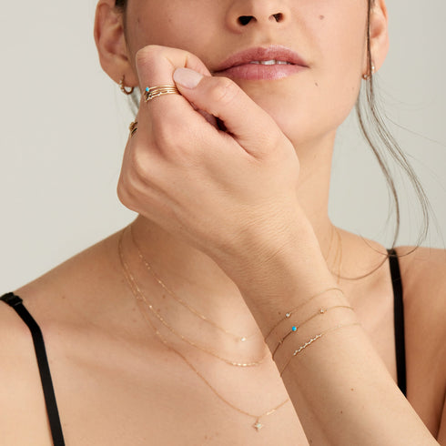 14kt Gold Stargazer Natural Diamond Bar Bracelet