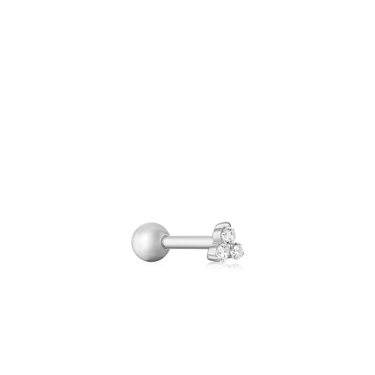 Silver Trio Sparkle Barbell Single Earring
