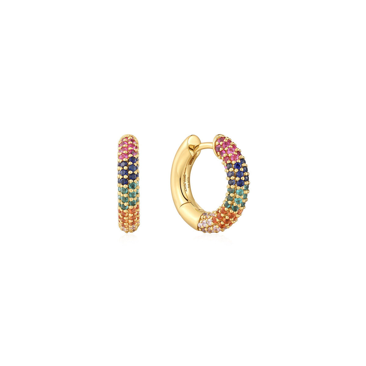 Rainbow pave deals huggie hoops