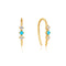 14kt Gold Turquoise Cabochon and White Sapphire Hook Earrings