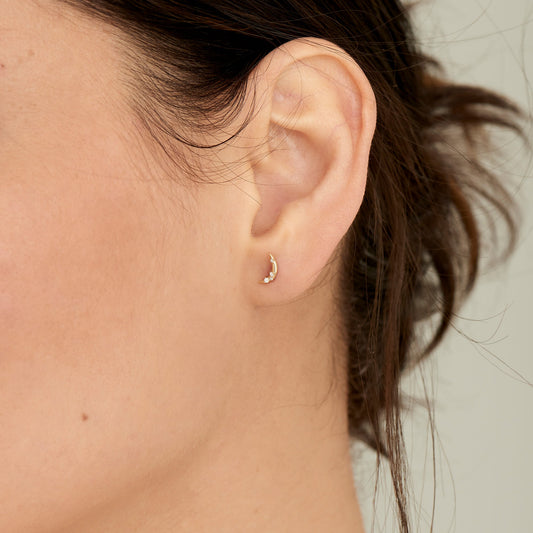 14kt Gold Stargazer Natural Diamond Moon Stud Earrings