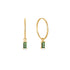 14kt Gold Tourmaline Drop Mini Hoop Earrings