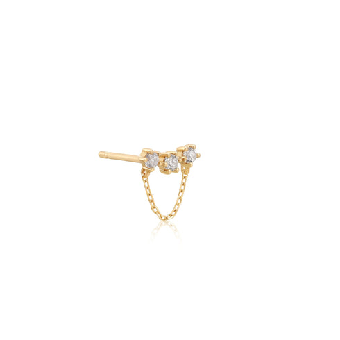 14kt Gold White Sapphire Climber Single Stud Earring