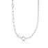 Silver Pearl Chunky Link Chain Necklace