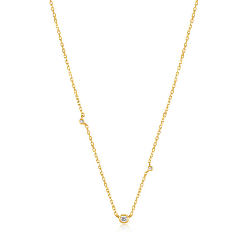 14kt Gold Triple Natural Diamond Necklace