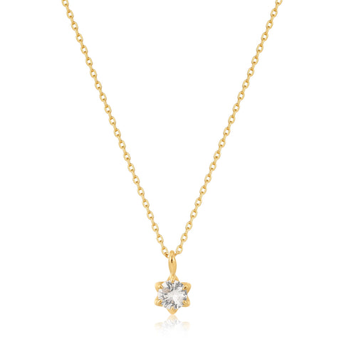 14kt Gold White Sapphire Pendant Necklace