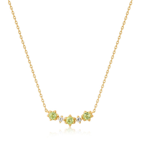 14kt Gold Peridot and White Sapphire Necklace