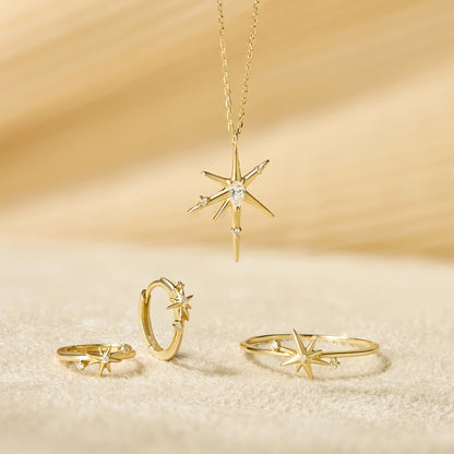 14kt Gold Star Diamond Ring