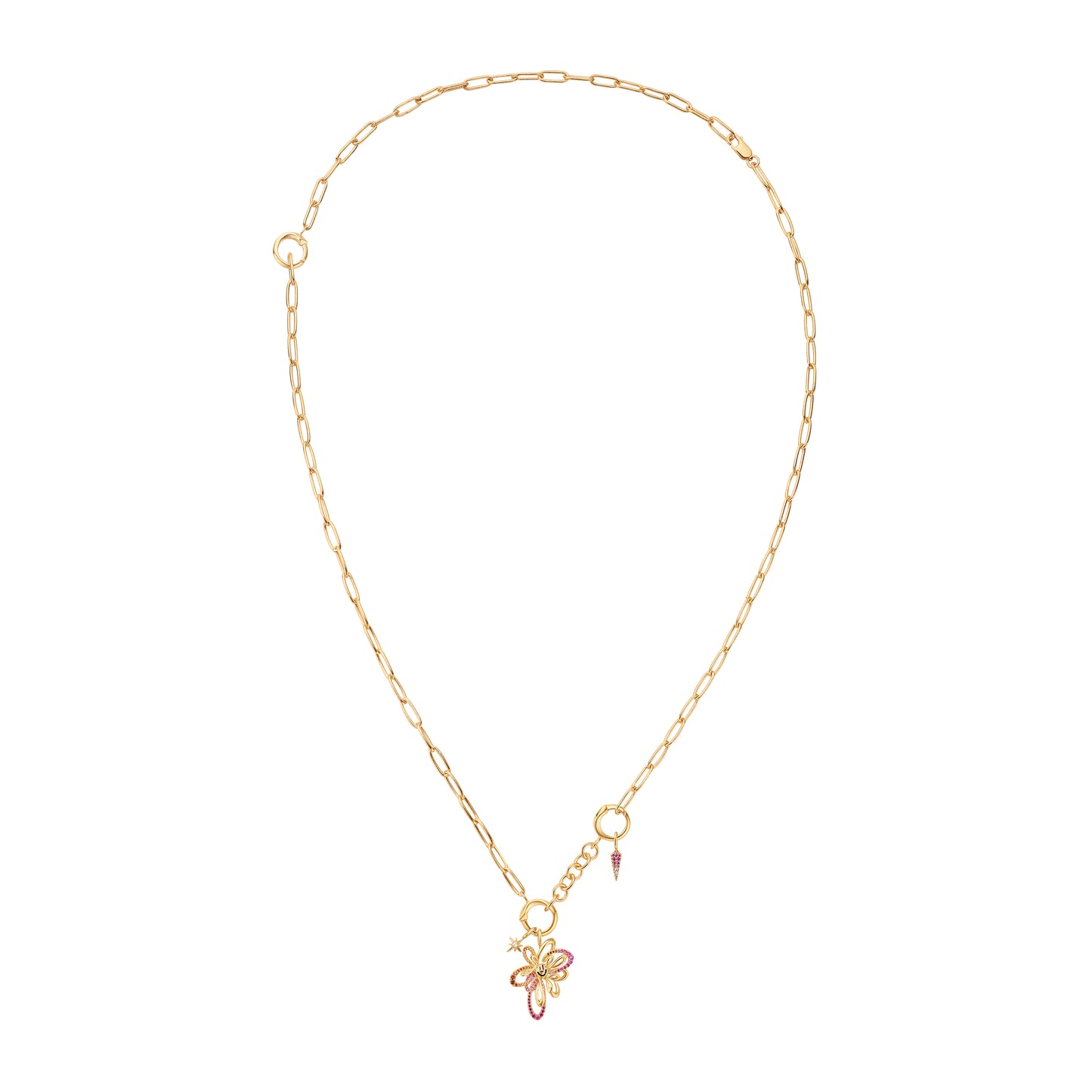 Gold Mini Link Charm Chain Connector Necklace