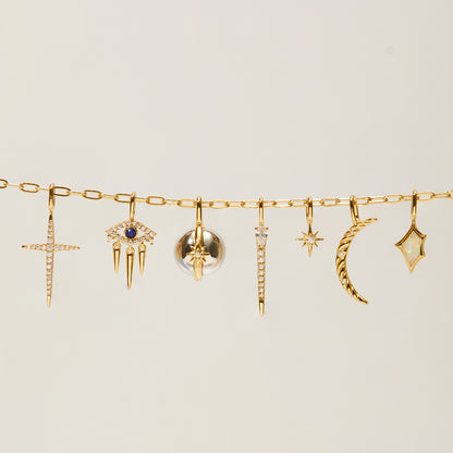Gold Mini Link Charm Chain Necklace