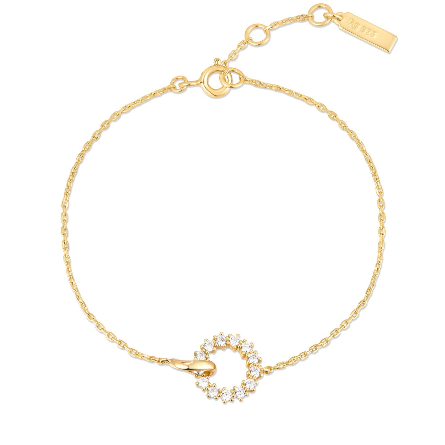 Gold connected circles karma bracelet with adjustable chain
