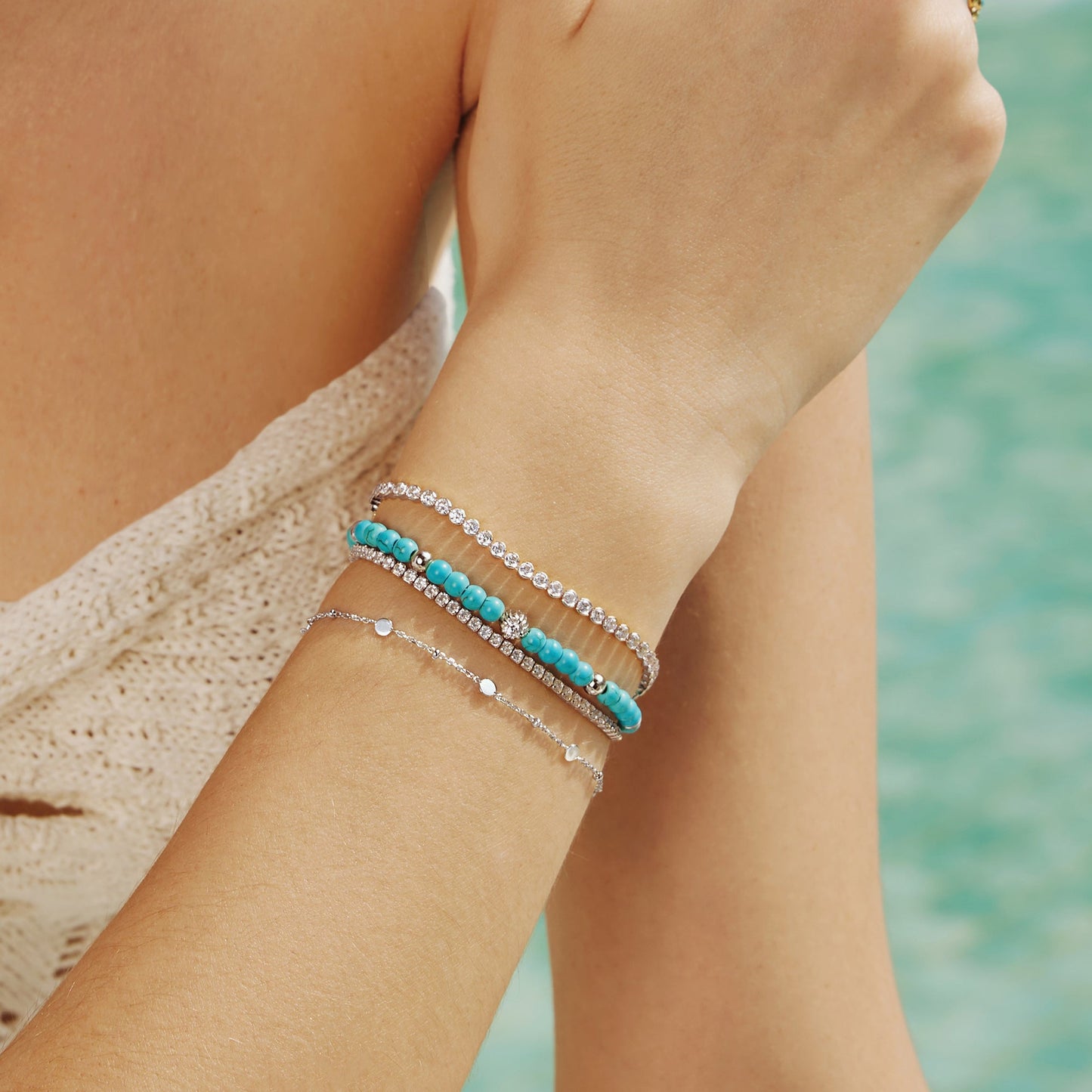 Silver Disc Station Bracelet