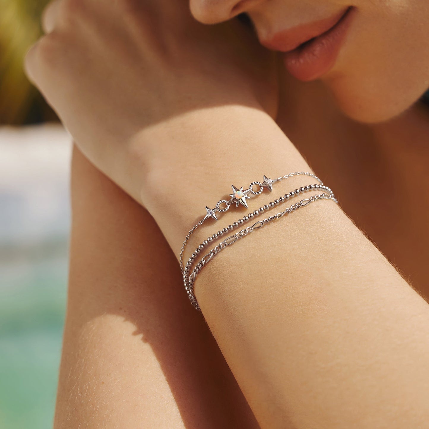 Silver Linked Star Bracelet