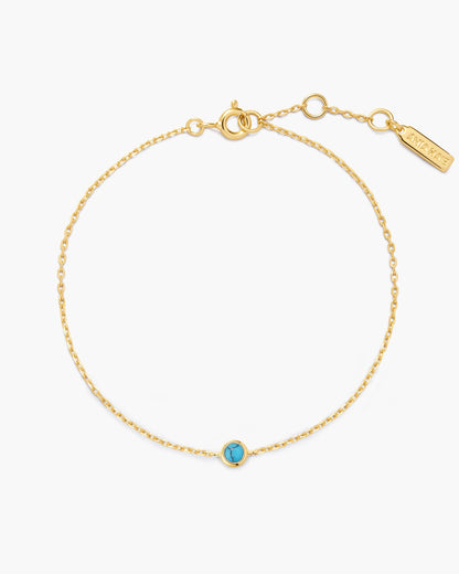 Gold Bezel-Set Lab-Created Turquoise Solitaire Bracelet
