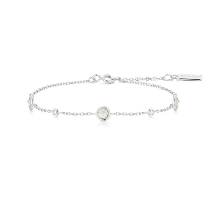 Silver Mint Green Station Bracelet