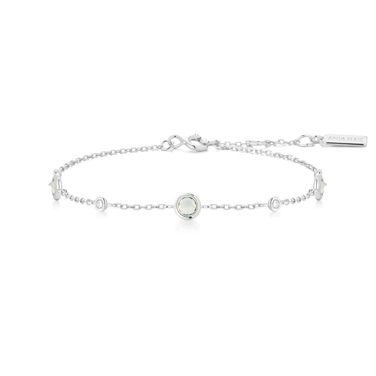 Silver Mint Green Station Bracelet