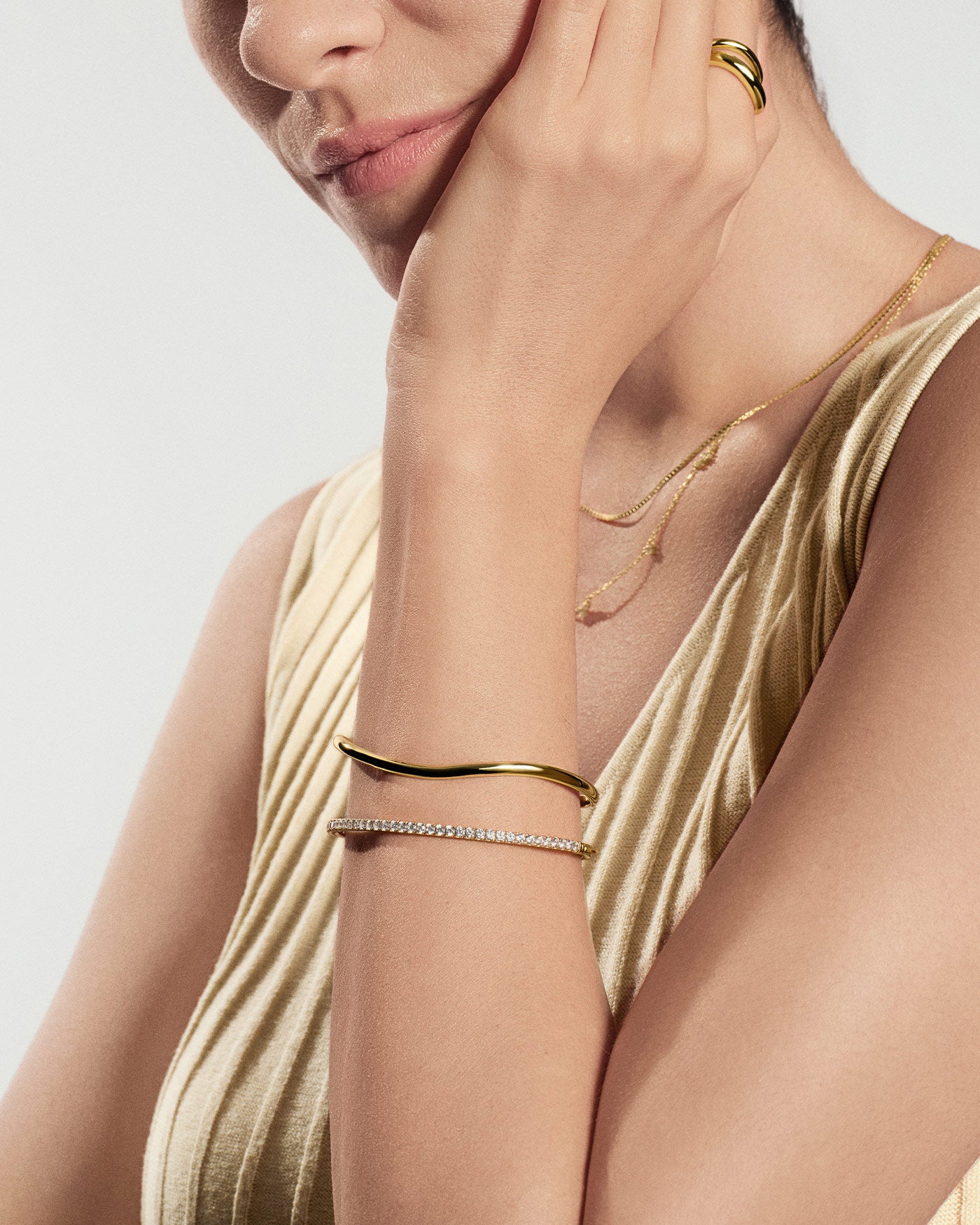 Gold Pavé Tennis Bangle