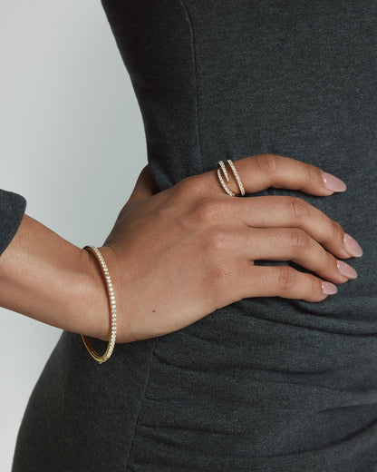 Gold Spiral Pavé Adjustable Ring