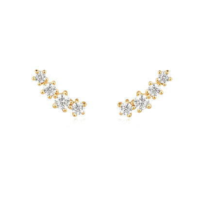 Front view of gold sparkle climber studs