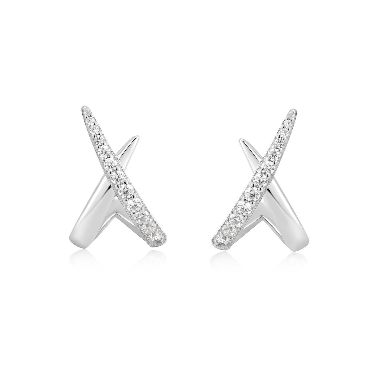 Silver Kiss Polished Pavé Studs