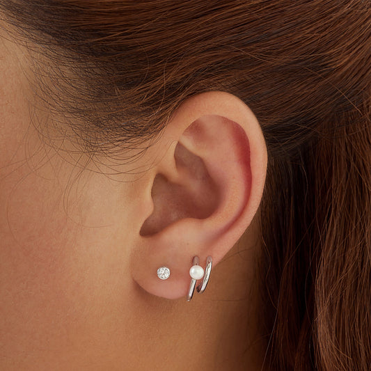 Silver Solitaire Cubic Zirconia Studs