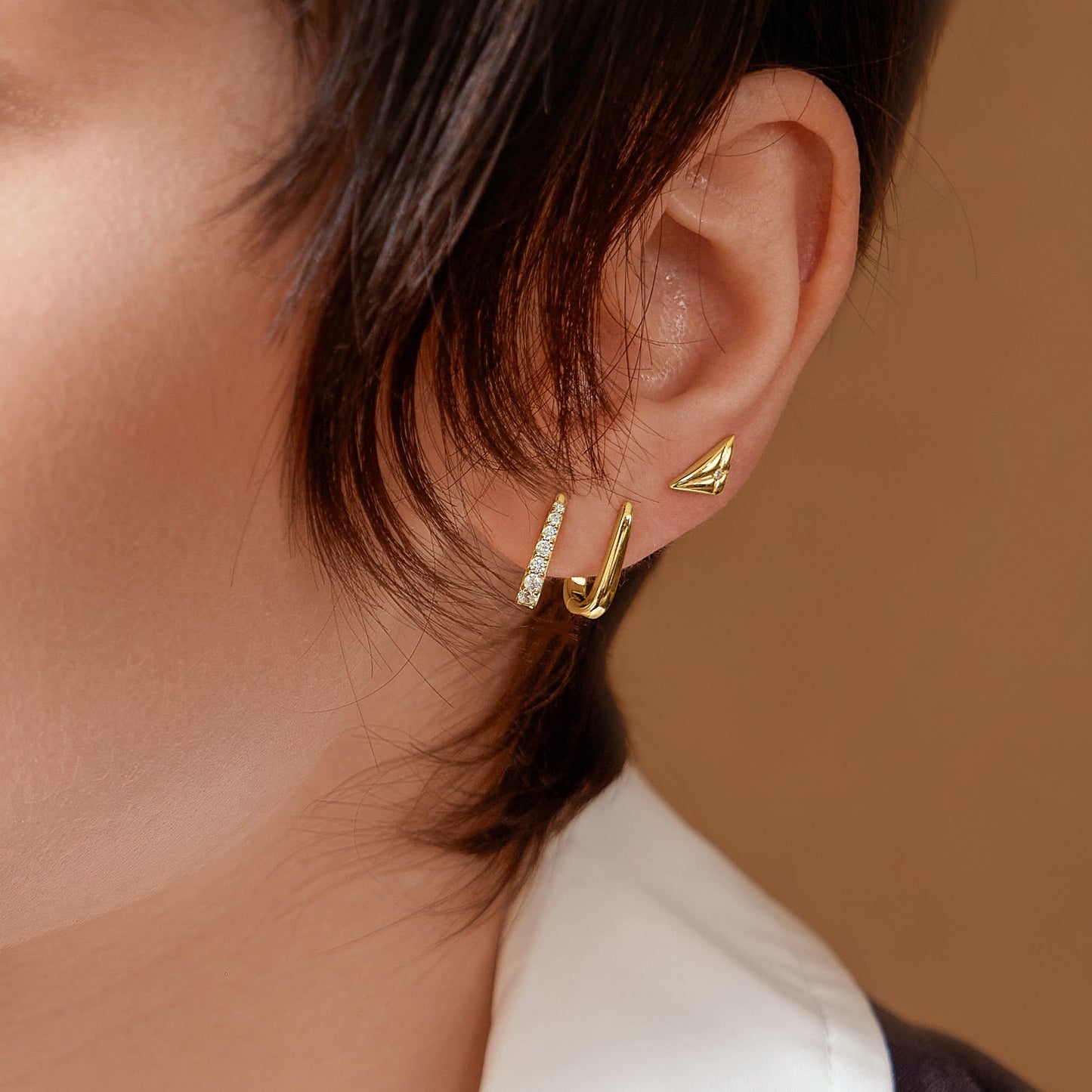 Gold Triangle Kiss Studs