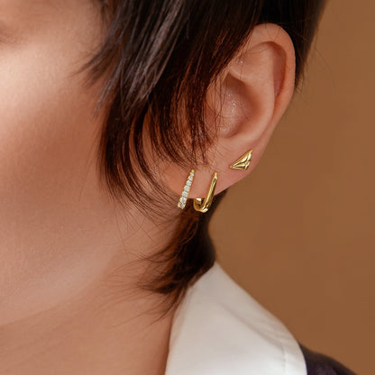 Gold Triangle Kiss Studs