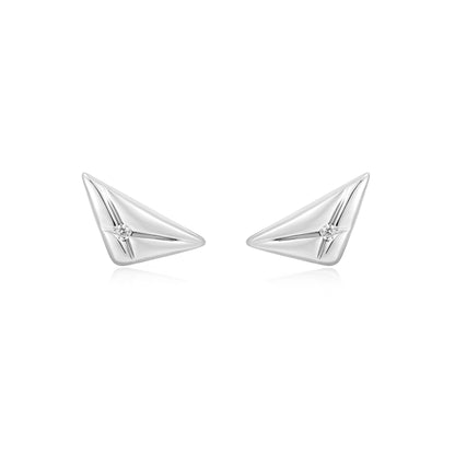Silver Triangle Kiss Studs
