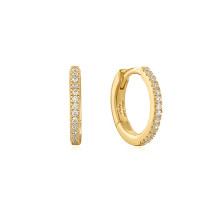 Gold Classic Pavé Huggies
