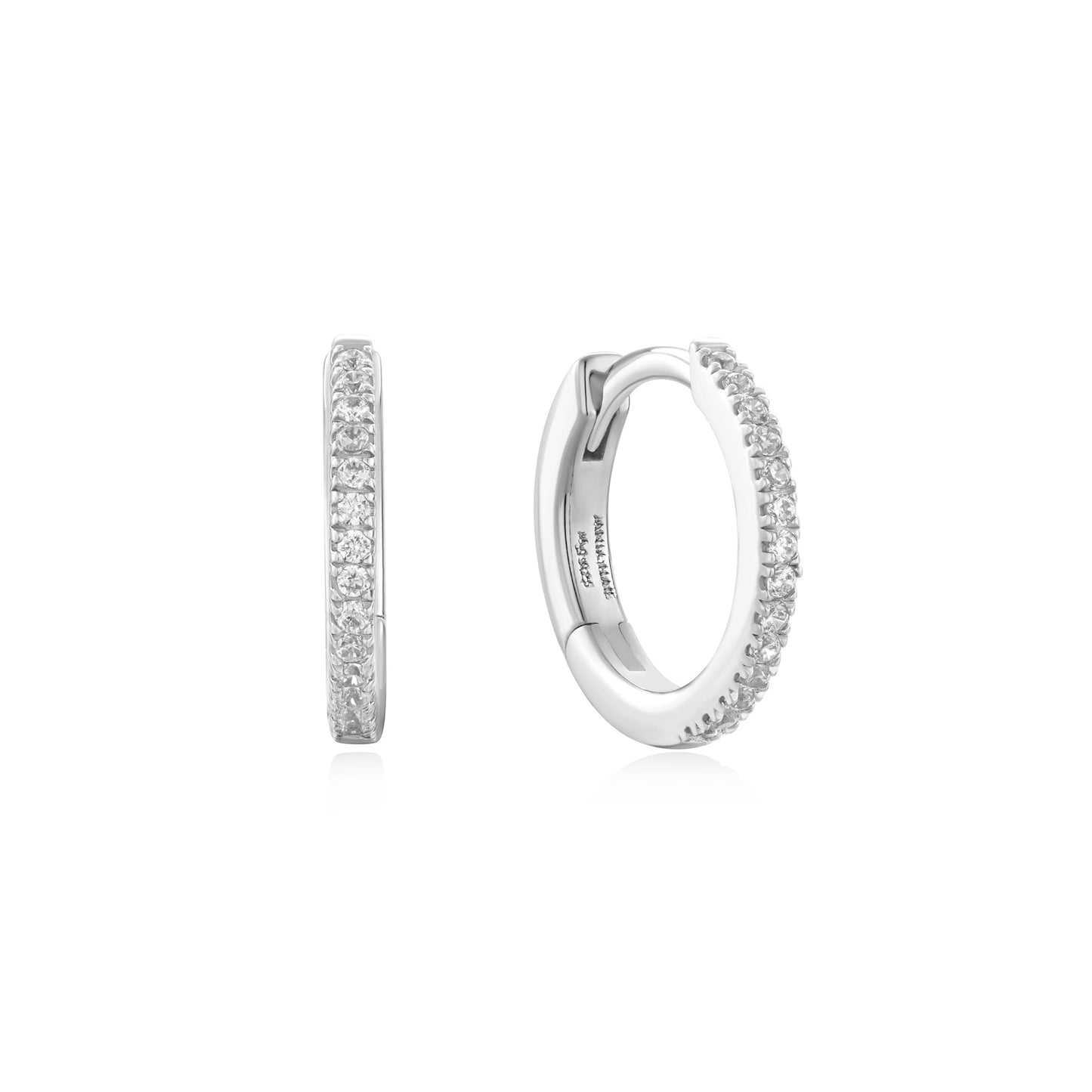 Silver Classic Pavé Huggies