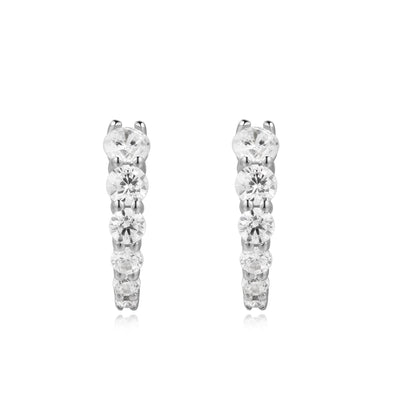 Silver Gradient Pavé Huggies
