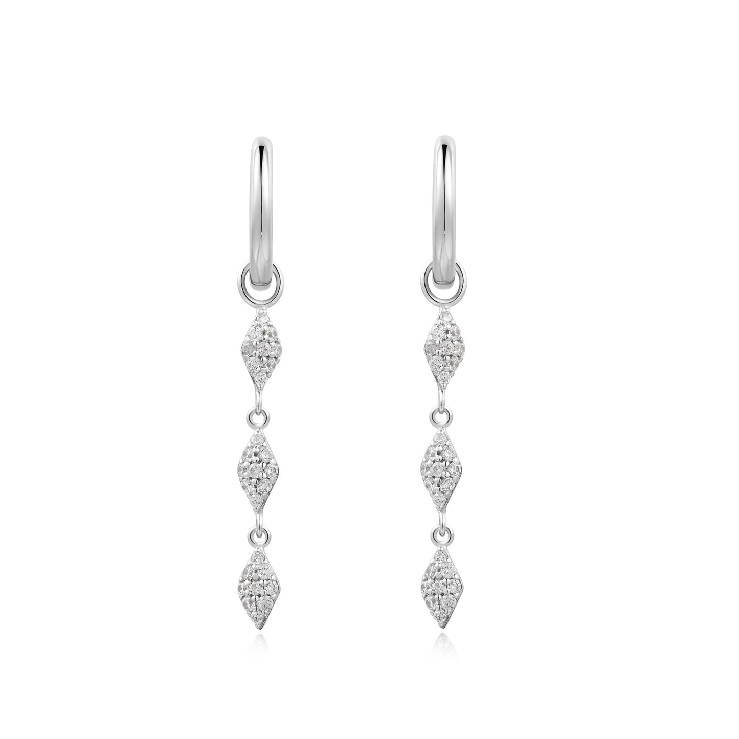 Silver Pavé Sparkle Drop Huggies