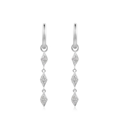 Silver Pavé Sparkle Drop Huggies