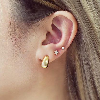 Gold Small Dome Hoop Earrings