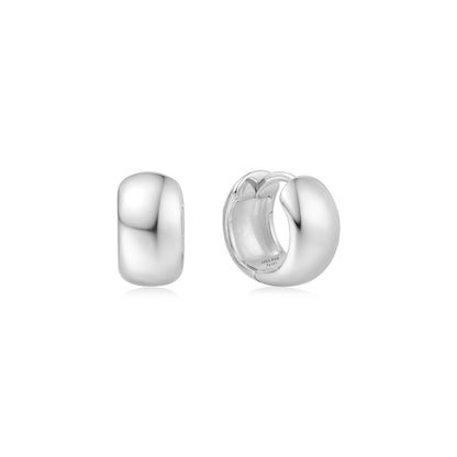 Silver Chubby Small Huggie Hoop Earrings
