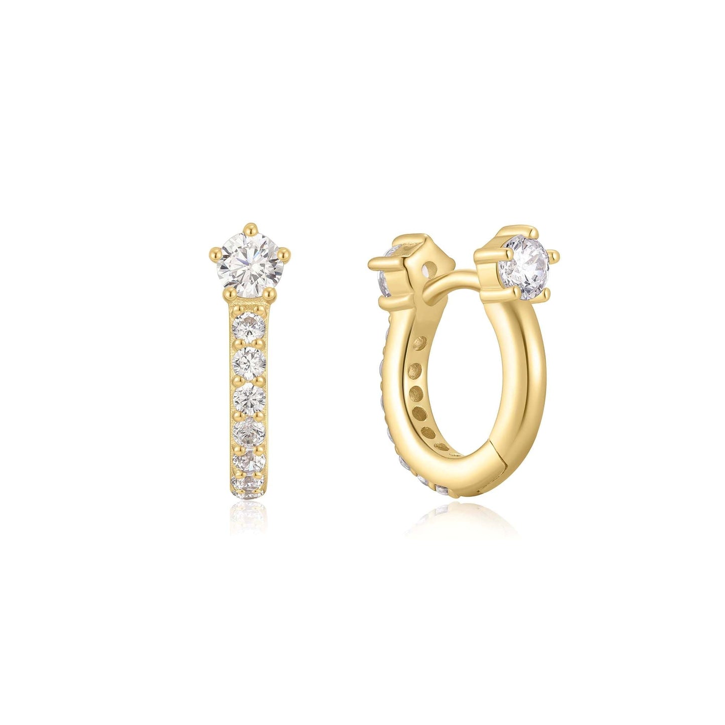 Gold Sparkling Pav¨¦ Huggie Hoop Earrings