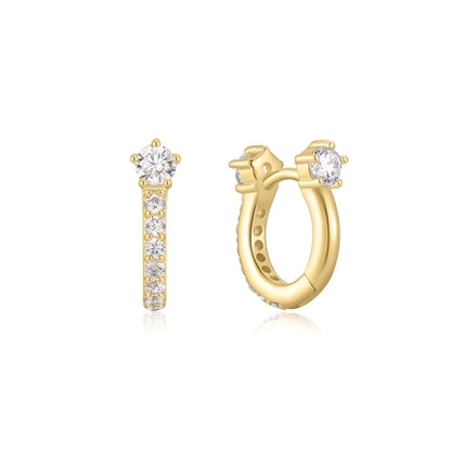 Gold Sparkling Pav¨¦ Huggie Hoop Earrings