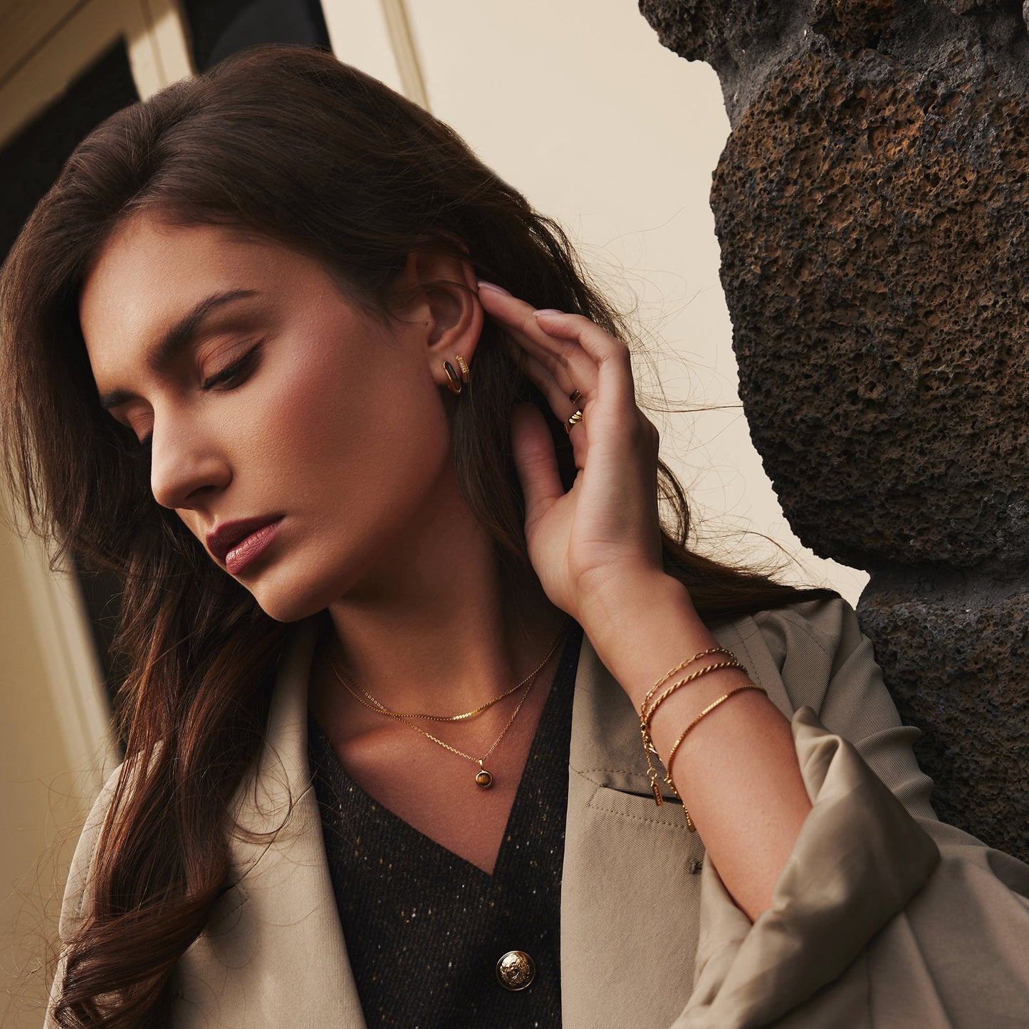Gold Flat S Link Chain Necklace