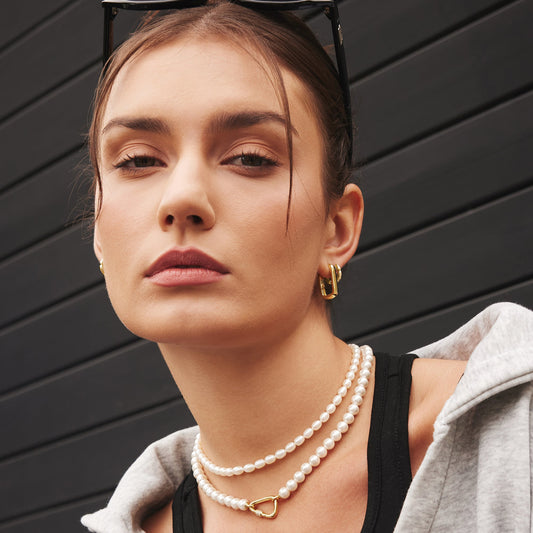 Gold Pearl Beaded Necklace