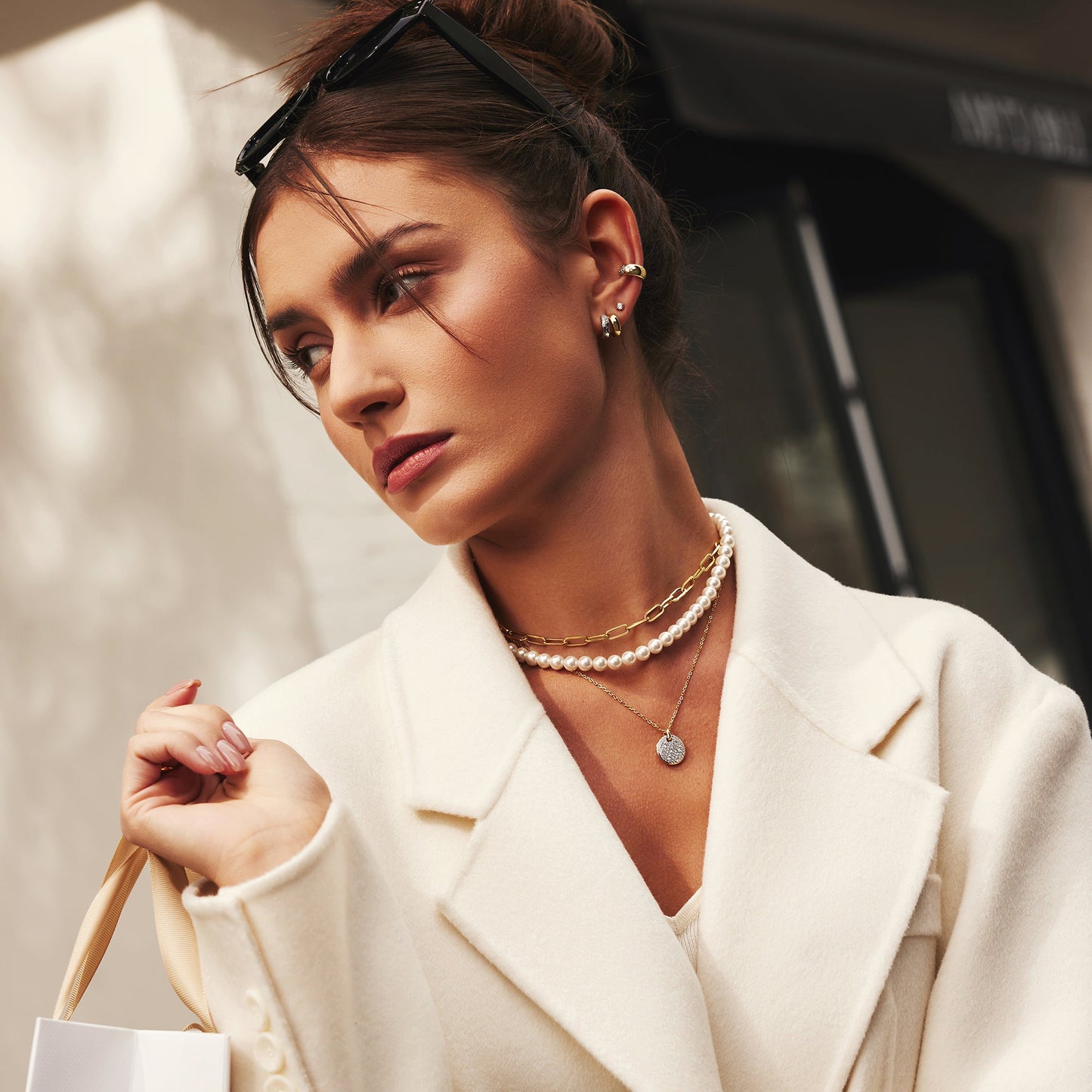 Two-Tone Large Pavé Disc Necklace