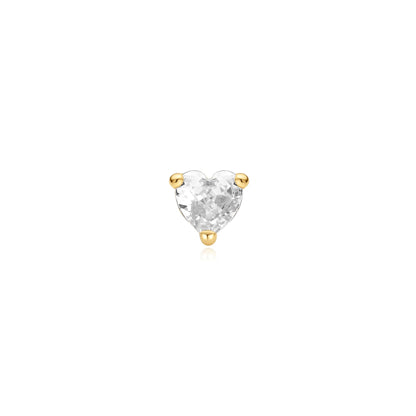 Gold Heart Barbell Single Earring