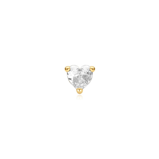 Gold Heart Barbell Single Earring