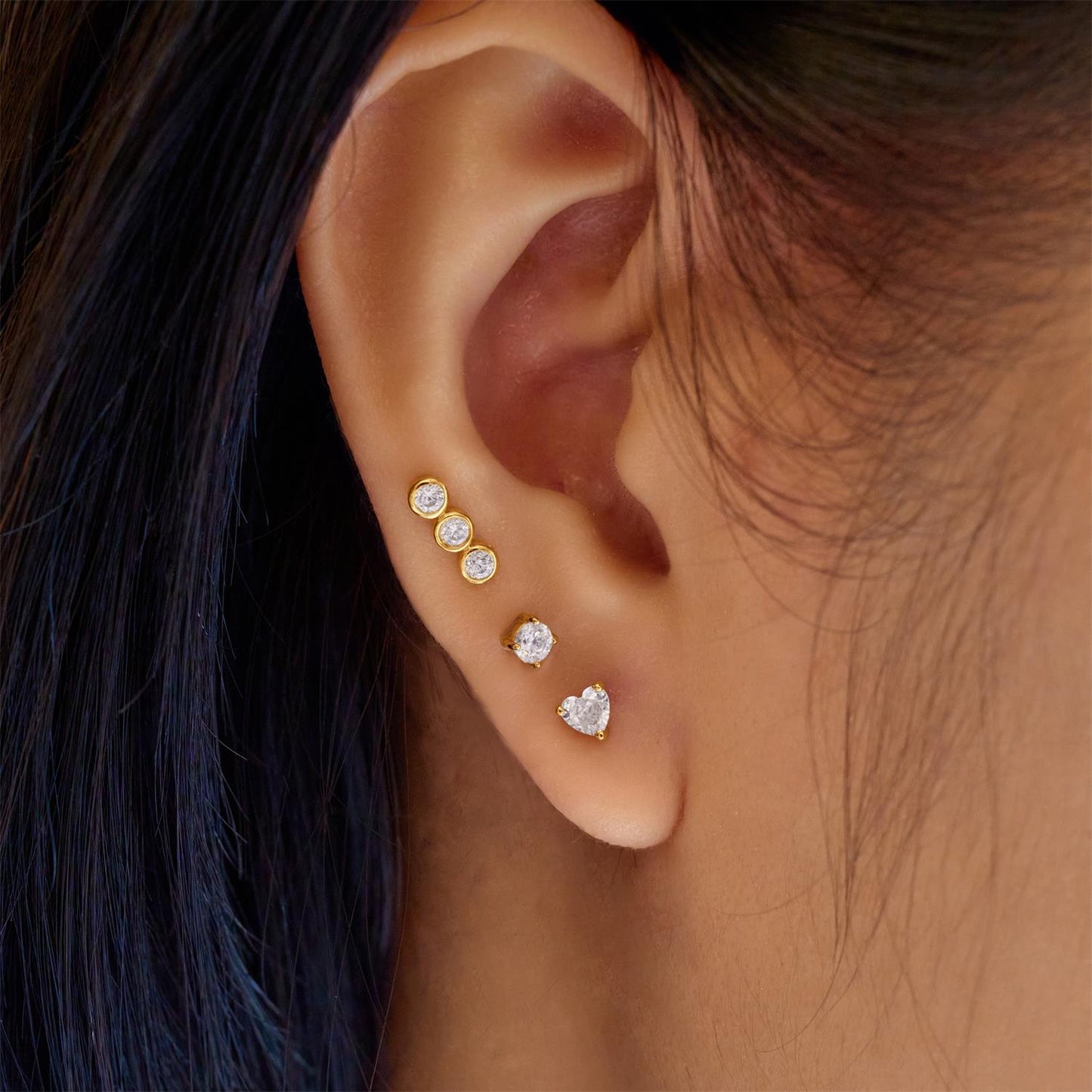 Gold Heart Barbell Single Earring