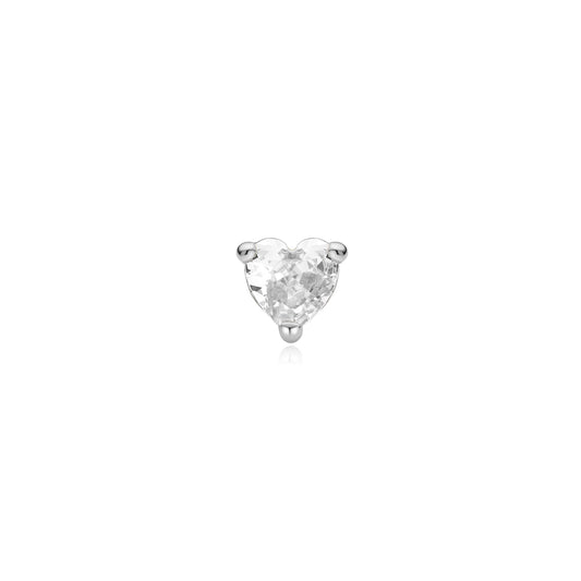 Silver Heart Barbell Single Earring