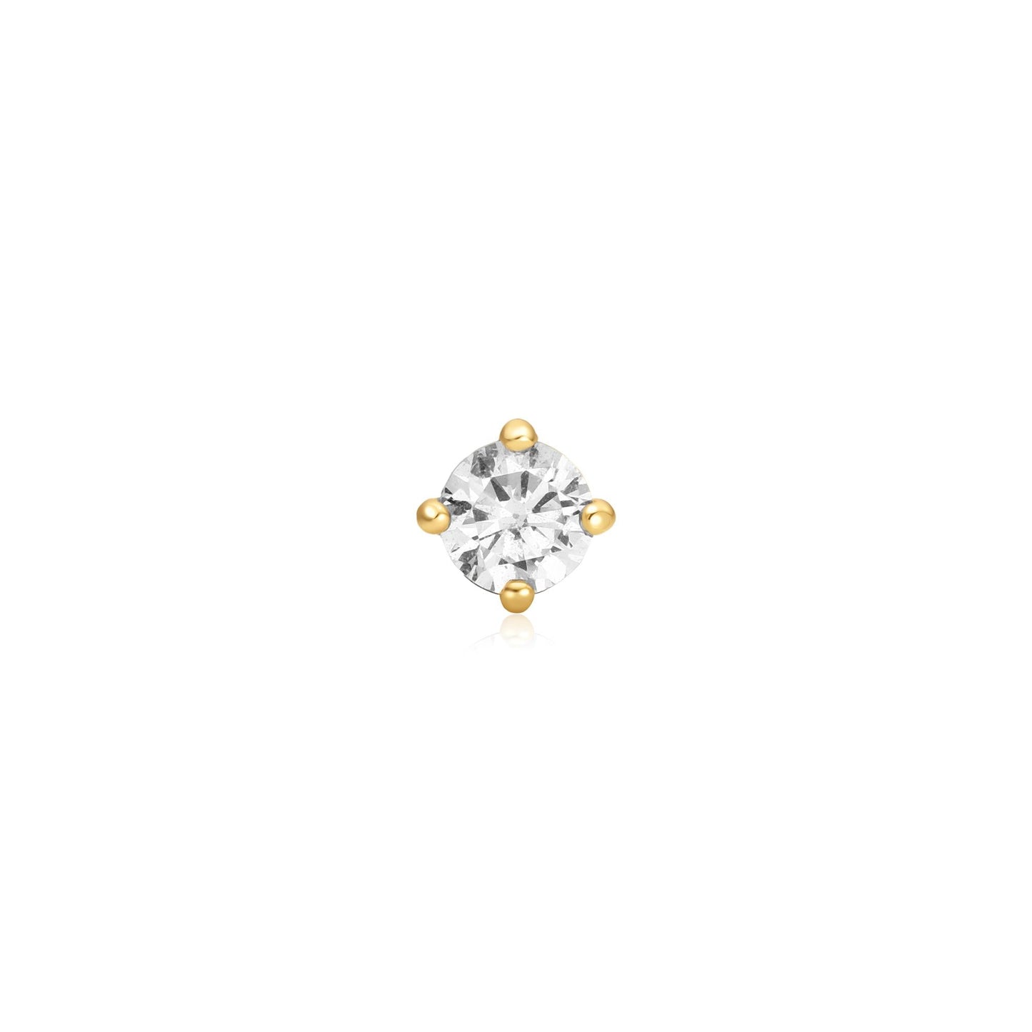 Gold Sparkle Round Barbell Single Earring