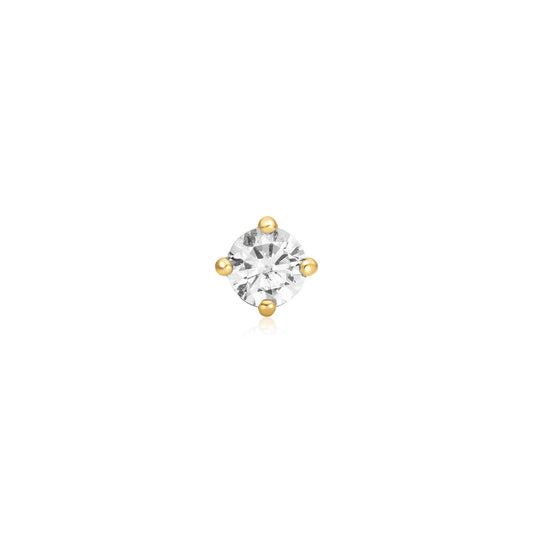 Gold Sparkle Round Barbell Single Earring